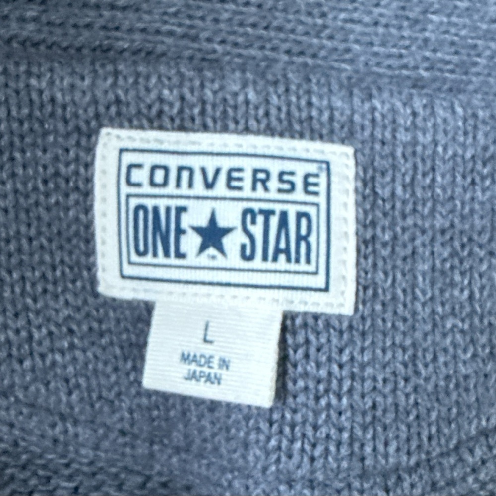 Converse Grey Shawl Collar Sweater Large Japan Cozy Minimalist Vintage Knit Fall - Picture 7 of 8